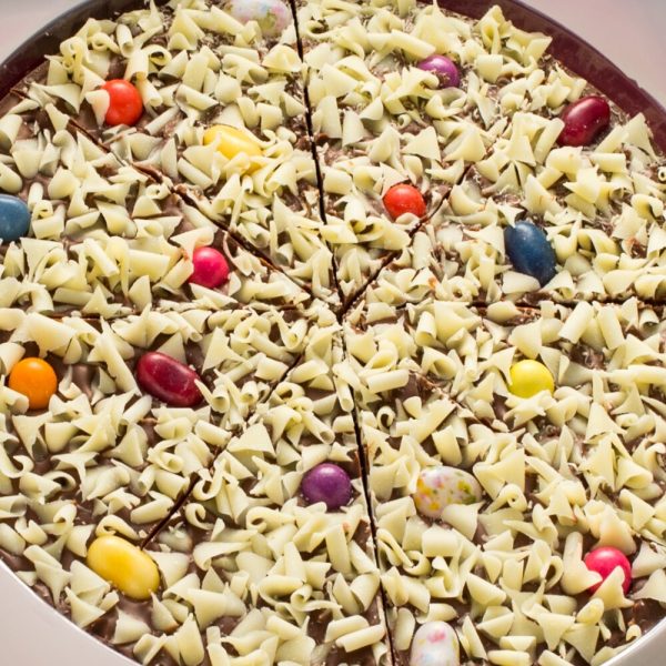 Jelly Bean Jumble chocolate pizza up close