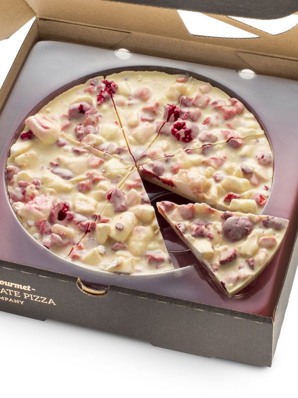 Eton Mess 7" chocolate pizza close up